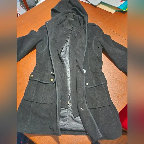 Donny Brook Elegant Black Toggle Trench Coat - Picture 3 of 14